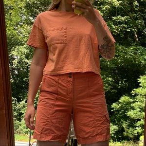 Everlane ReCotton Cropped Pocket Tee Melon Orange